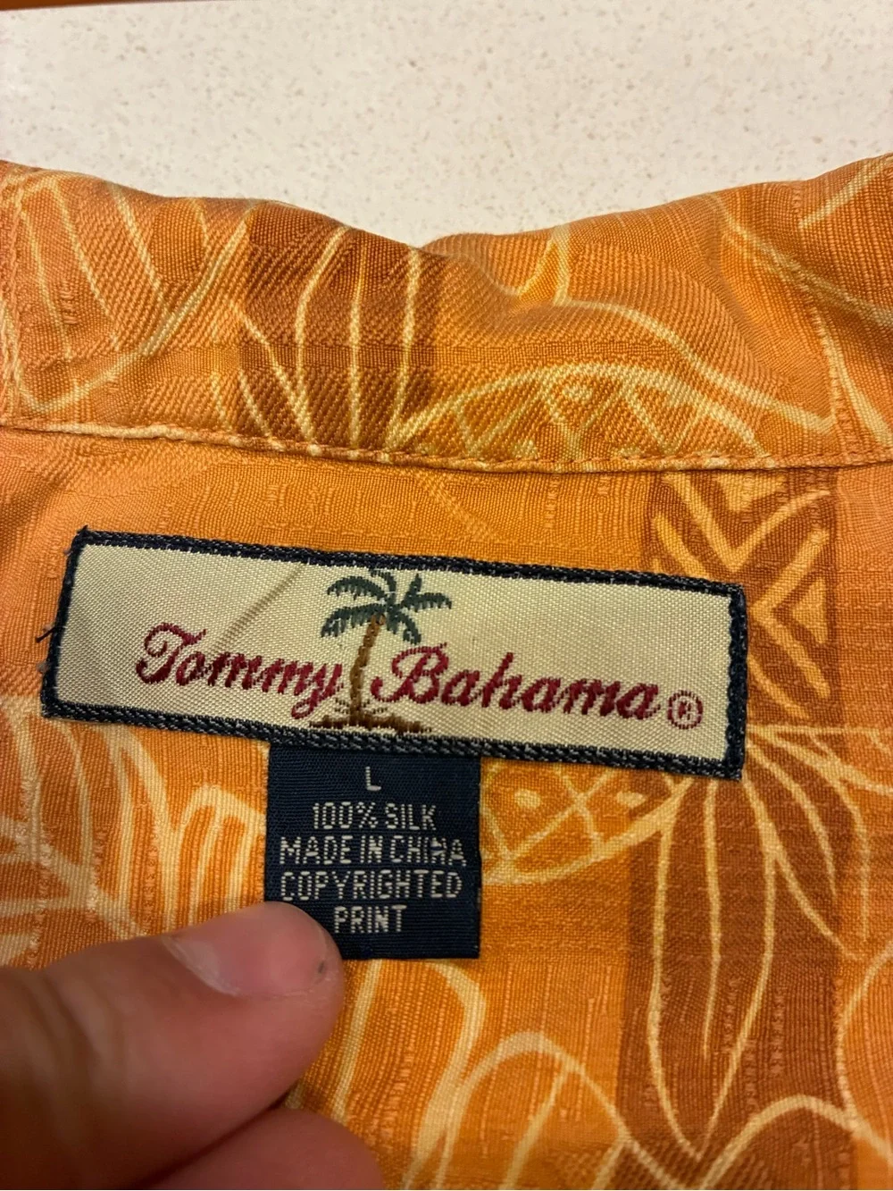 Vintage Tommy Bahama 100% Silk Orange Hawaiian Shirt